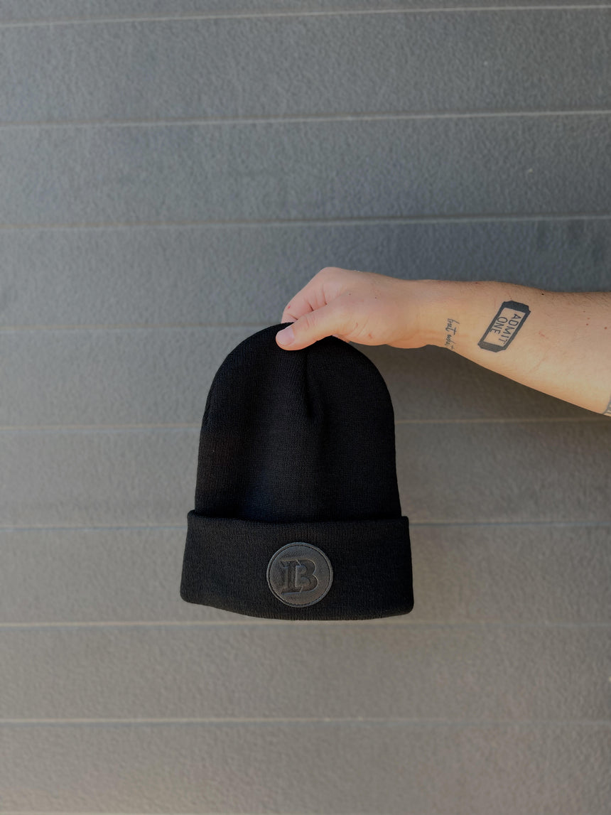 IB Circle Leather Patch Beanie